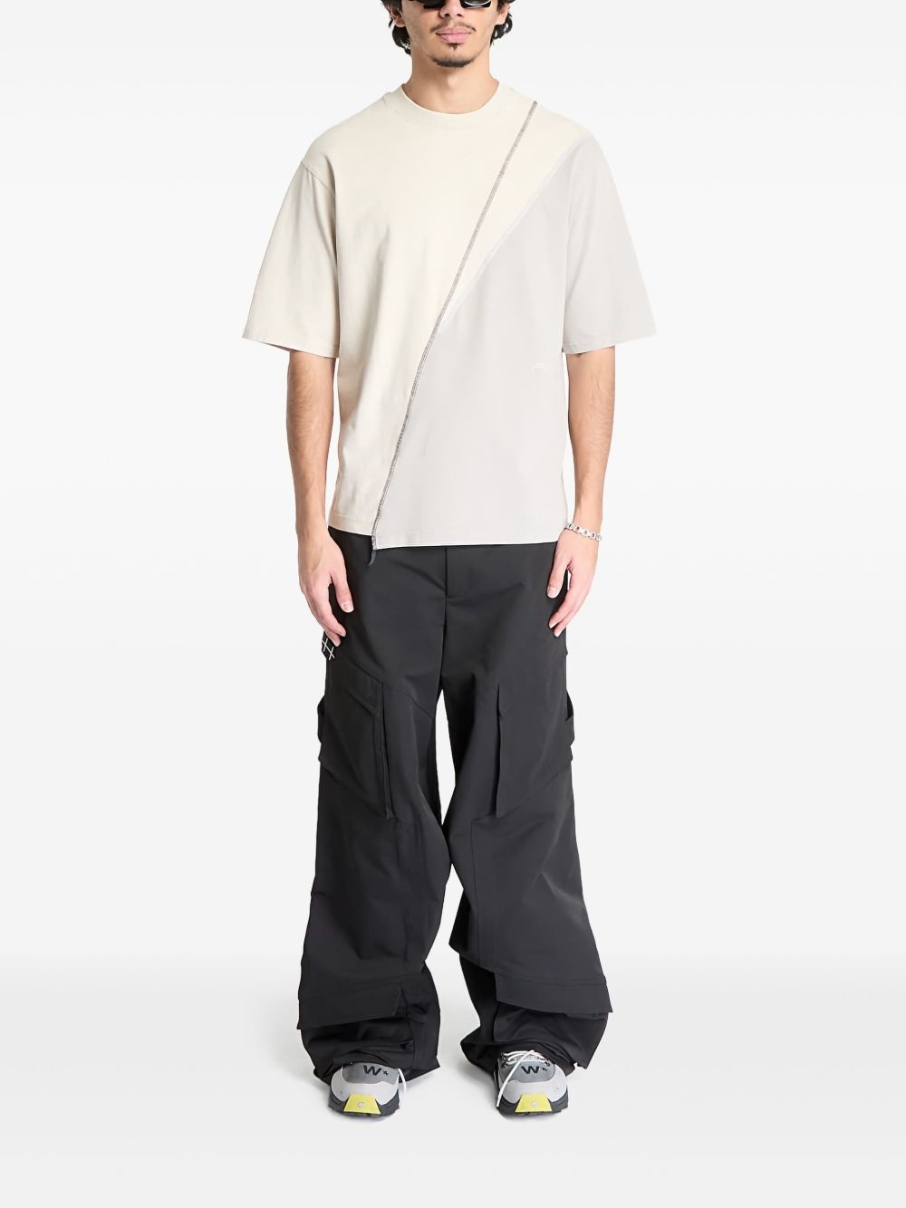 Spliced asymmetric colour-blocked T-shirt - 2