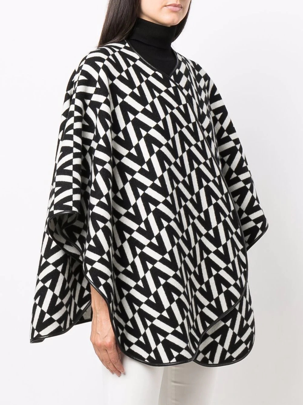 logo-intarsia virgin wool-cashmere blend cape - 3