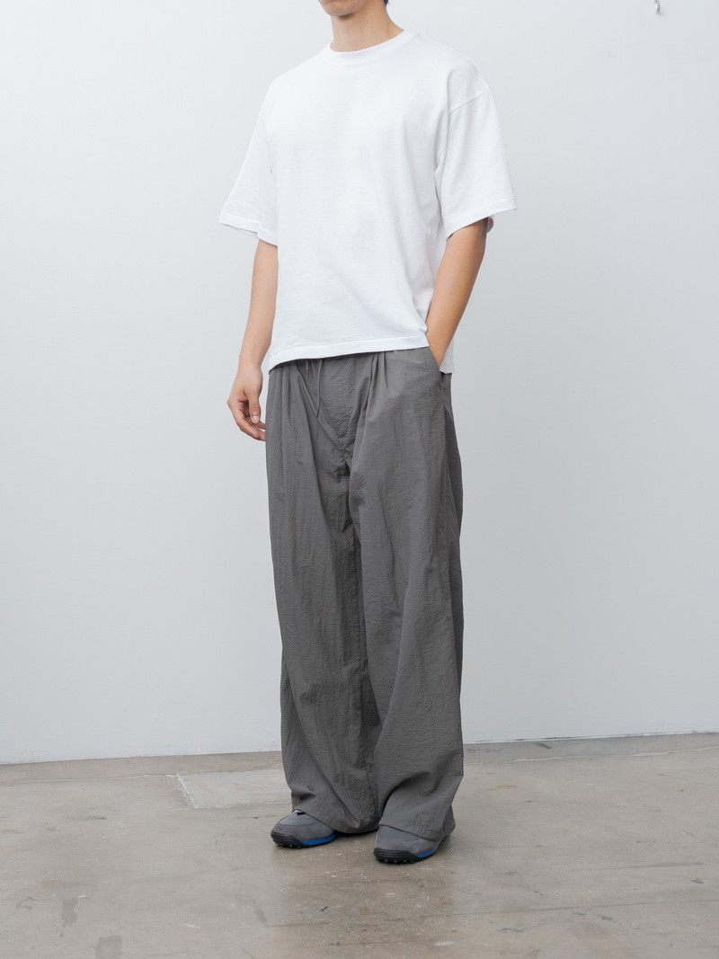 YOKE Nylon Pleated Easy Trousers - Charcoal Khaki outlook