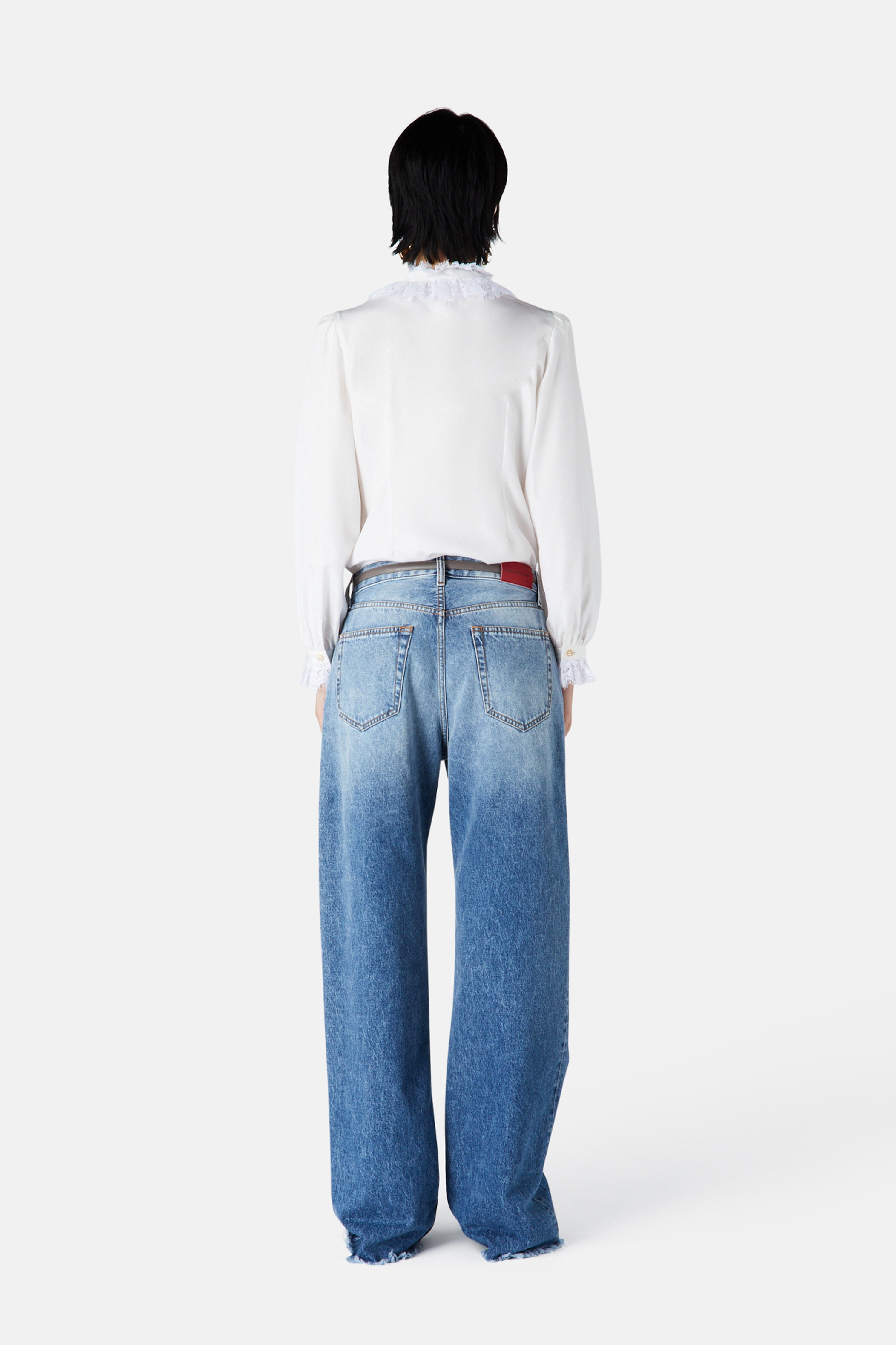 DENIM LOW WAIST BAGGY PANTS - 4