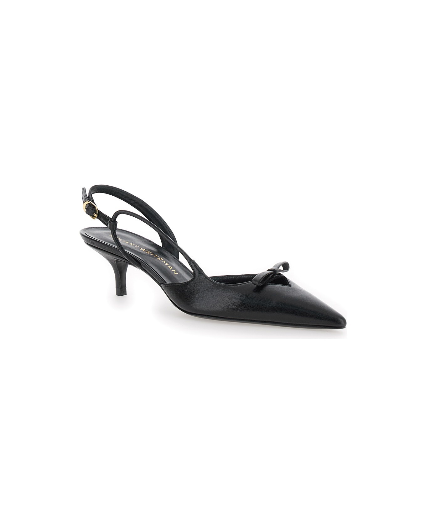 'tully' Black Slingback Pumps With Bow Detail In Leather Woman - 2