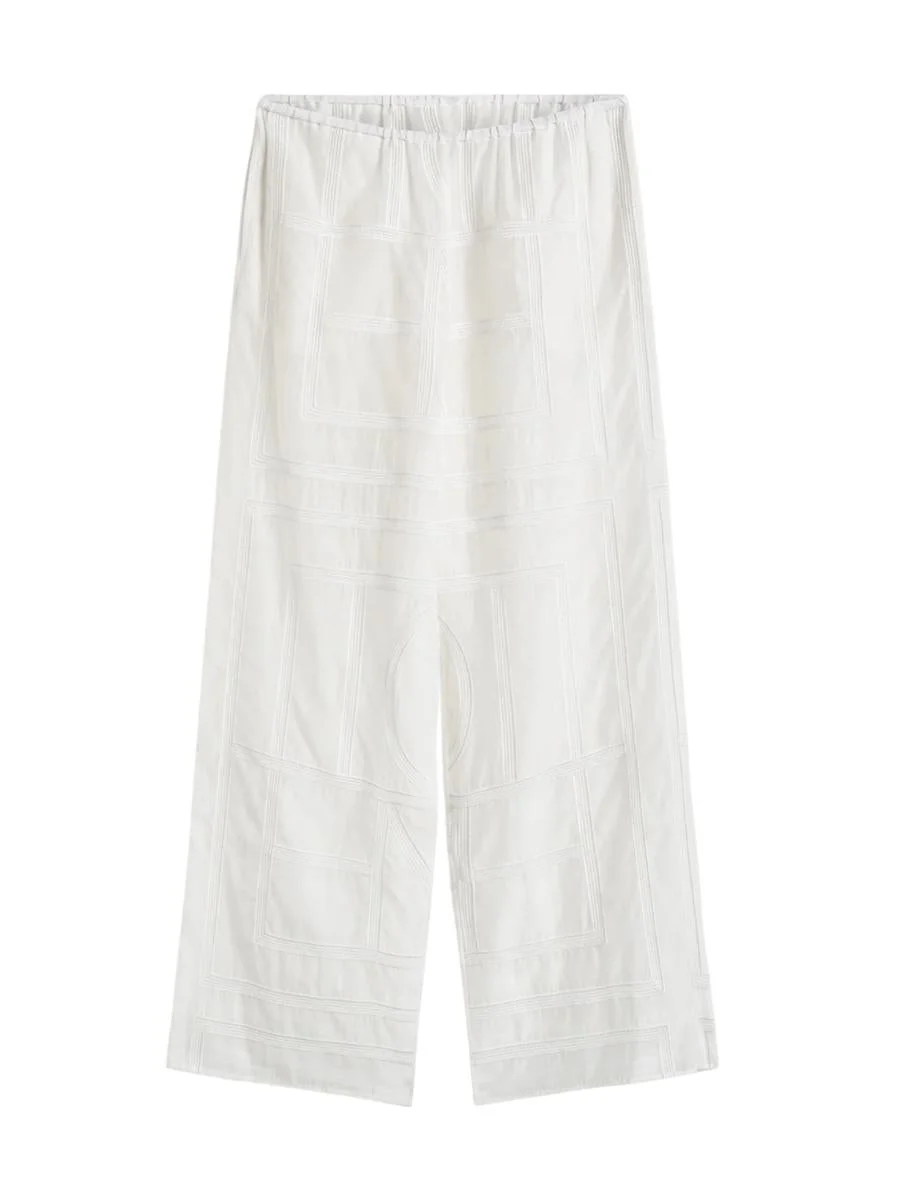 TOTEME Monogram Crochet Pants In White - 1