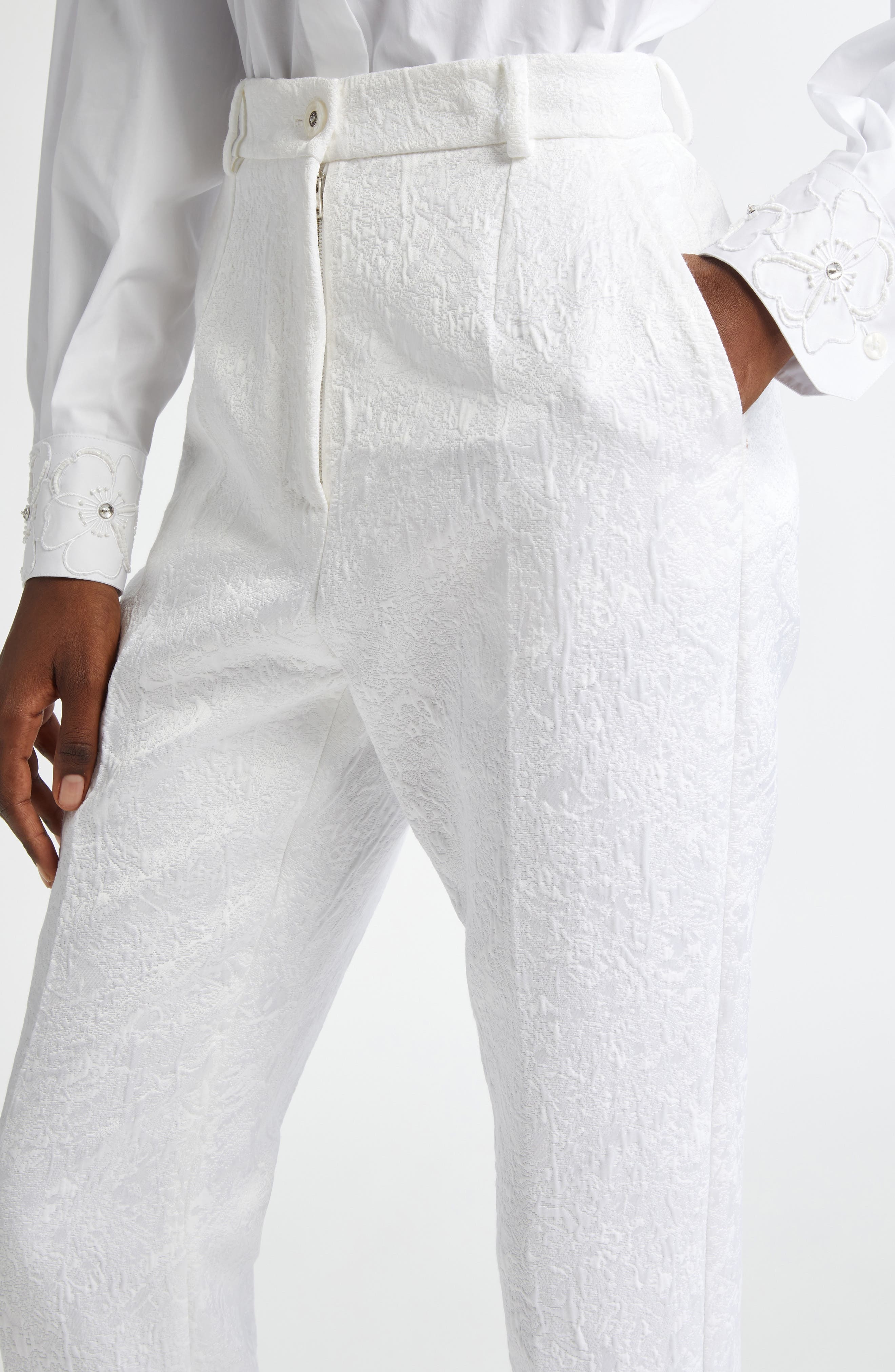 Dolce&Gabbana Brocade Skinny Pants in W0800 Bianco Ottico at Nordstrom - 5