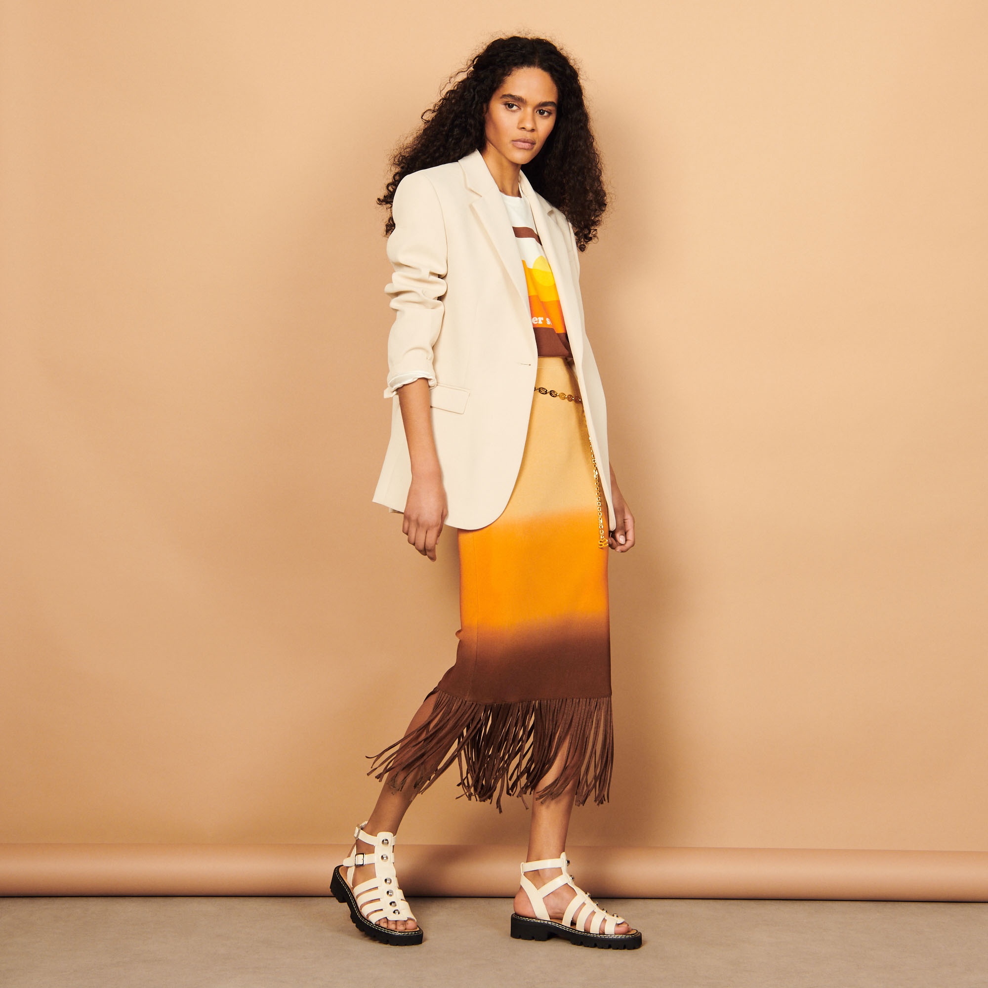 Midi skirt with tie-dye fringing - 2