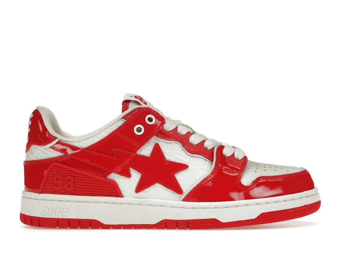 A Bathing Ape Bape SK8 Sta Red White Patent - 1