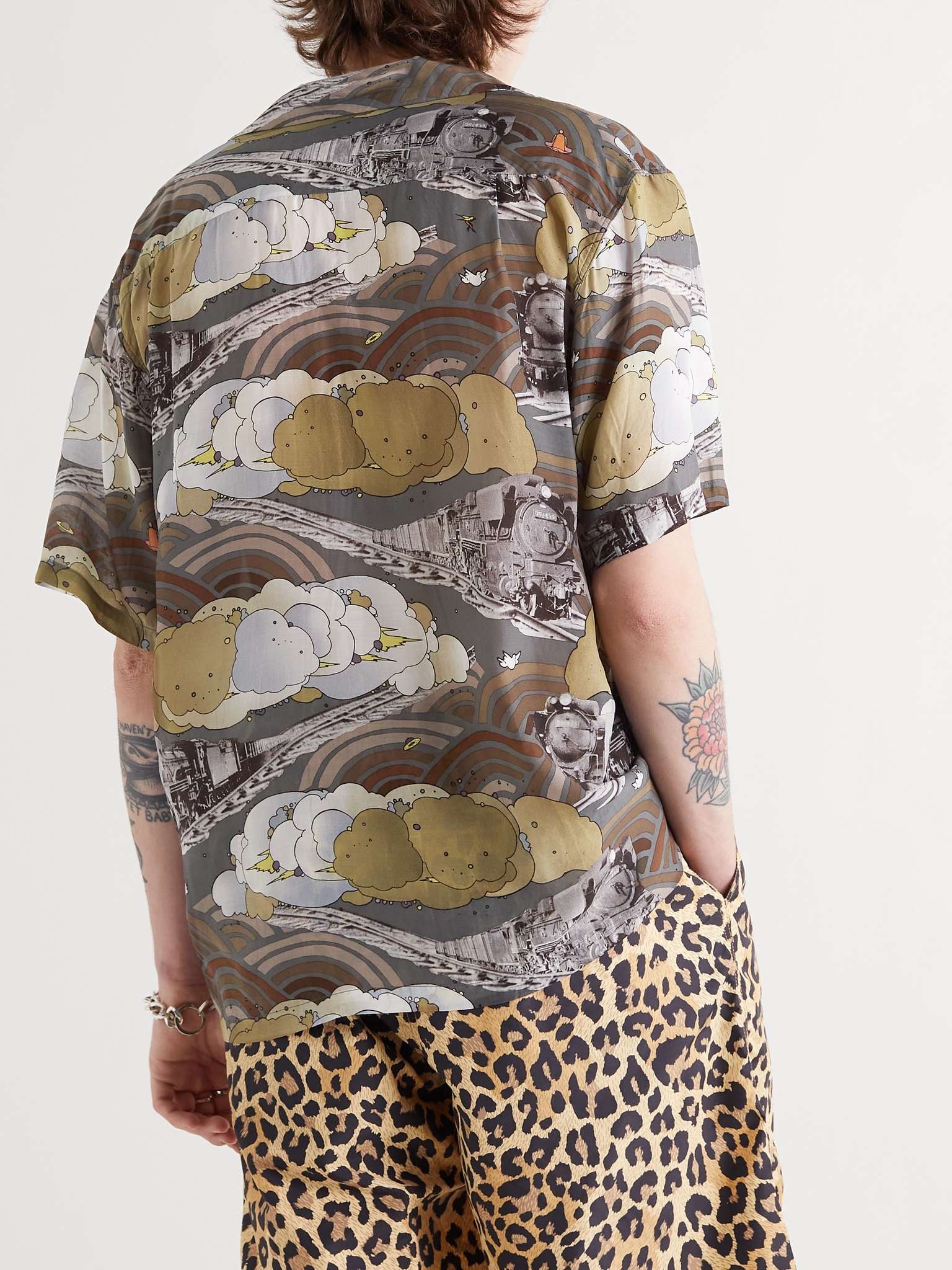 Convertible-Collar Printed Voile Shirt - 4
