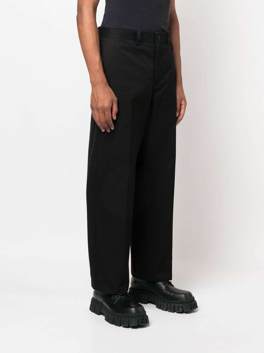 mid-rise cotton wide-leg trousers - 3