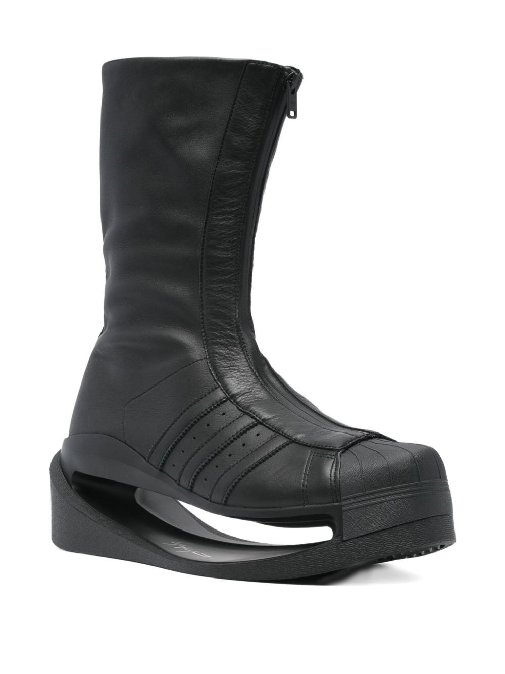 zip-front platform boots - 2