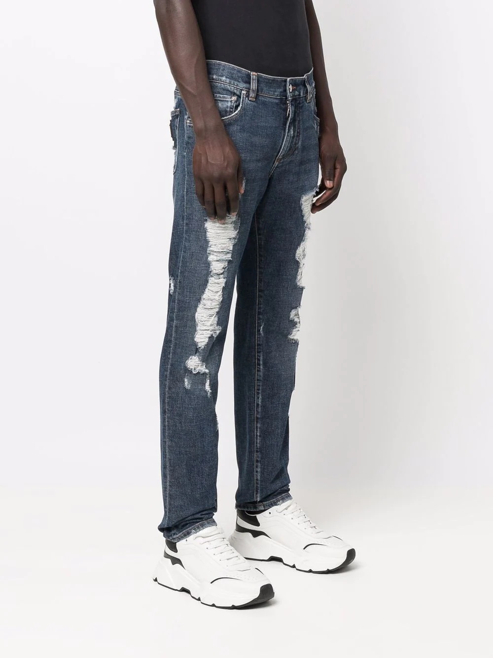 bleached distressed denim pants - 3