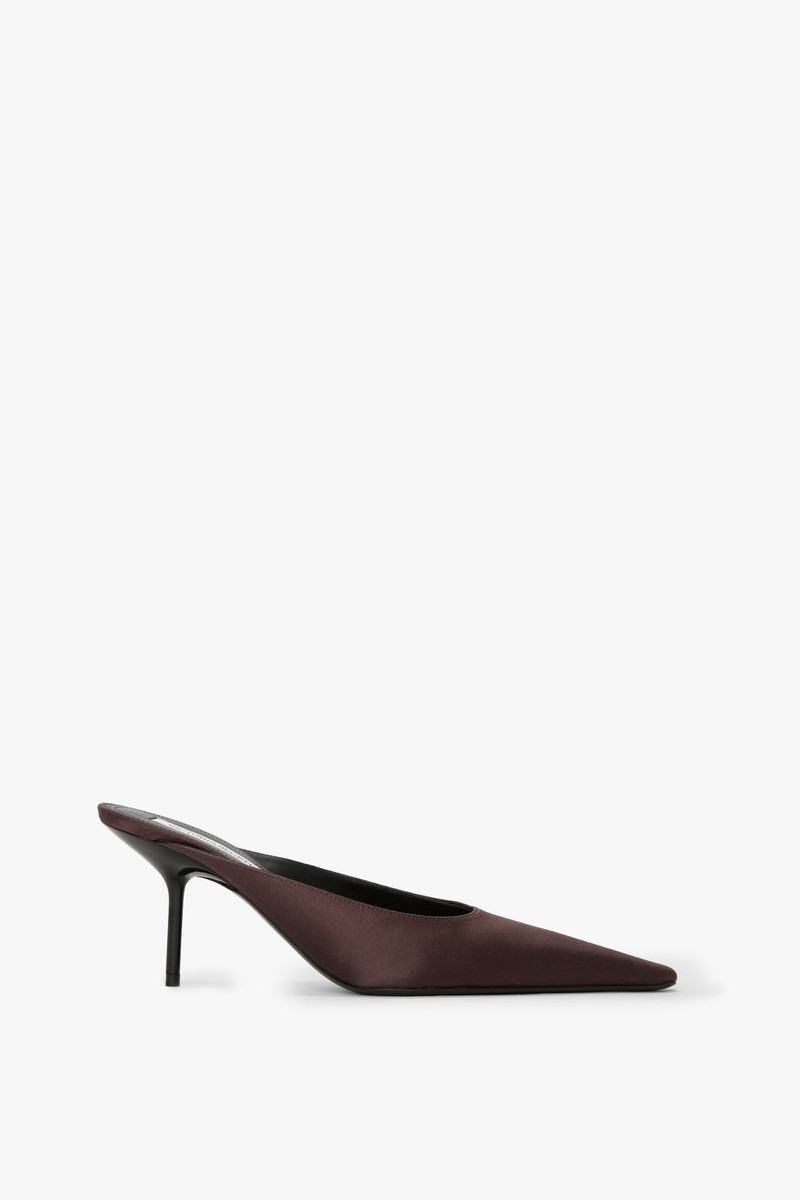 Sloan Stiletto Mule 에 어두운 갈색 공단 - 1