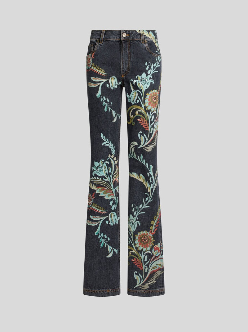 FLARED JEANS WITH DAFFODIL PRINT 1