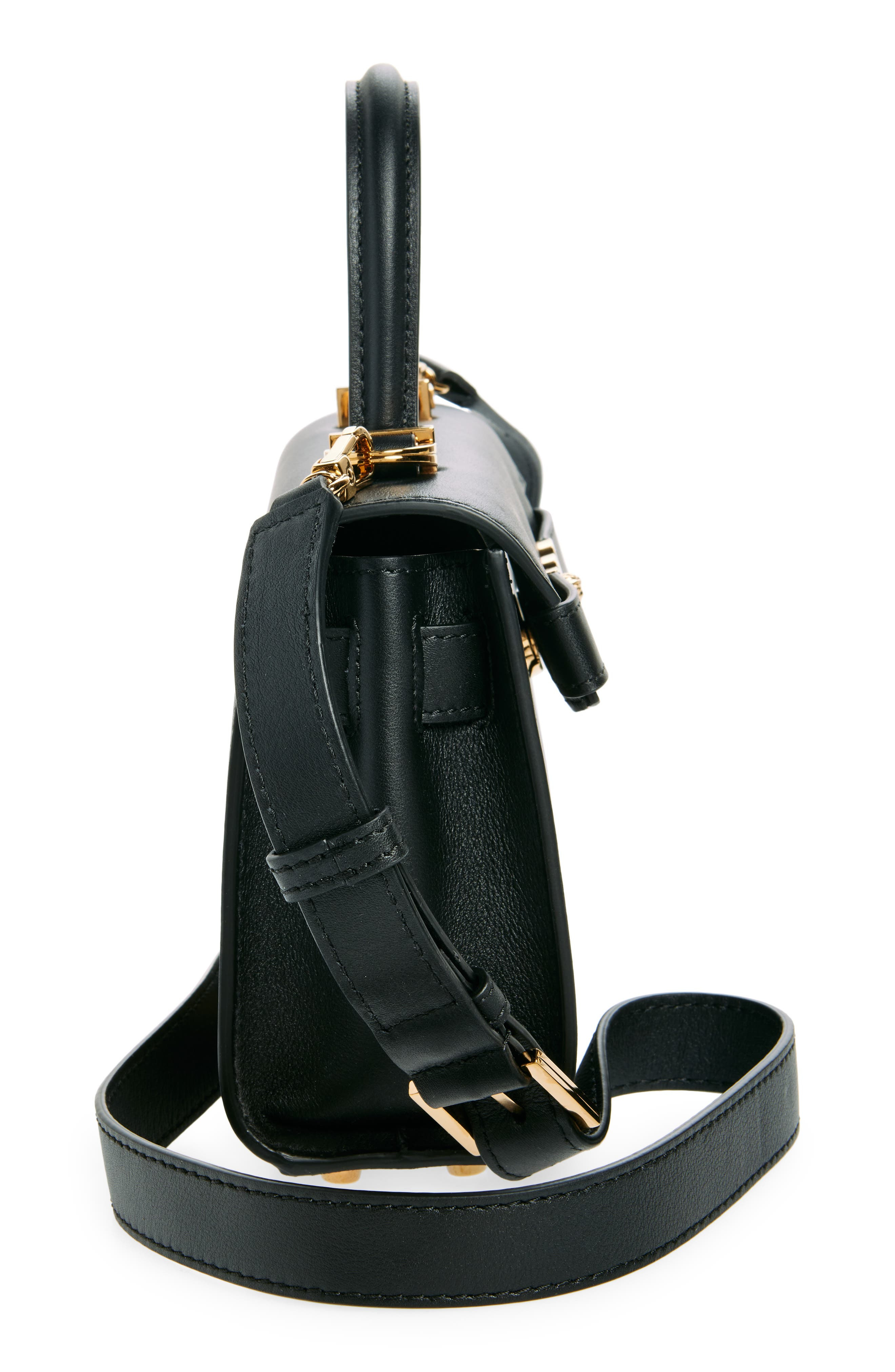 Versace Medusa Leather Top Handle Bag in Black-Versace Gold at Nordstrom - 6