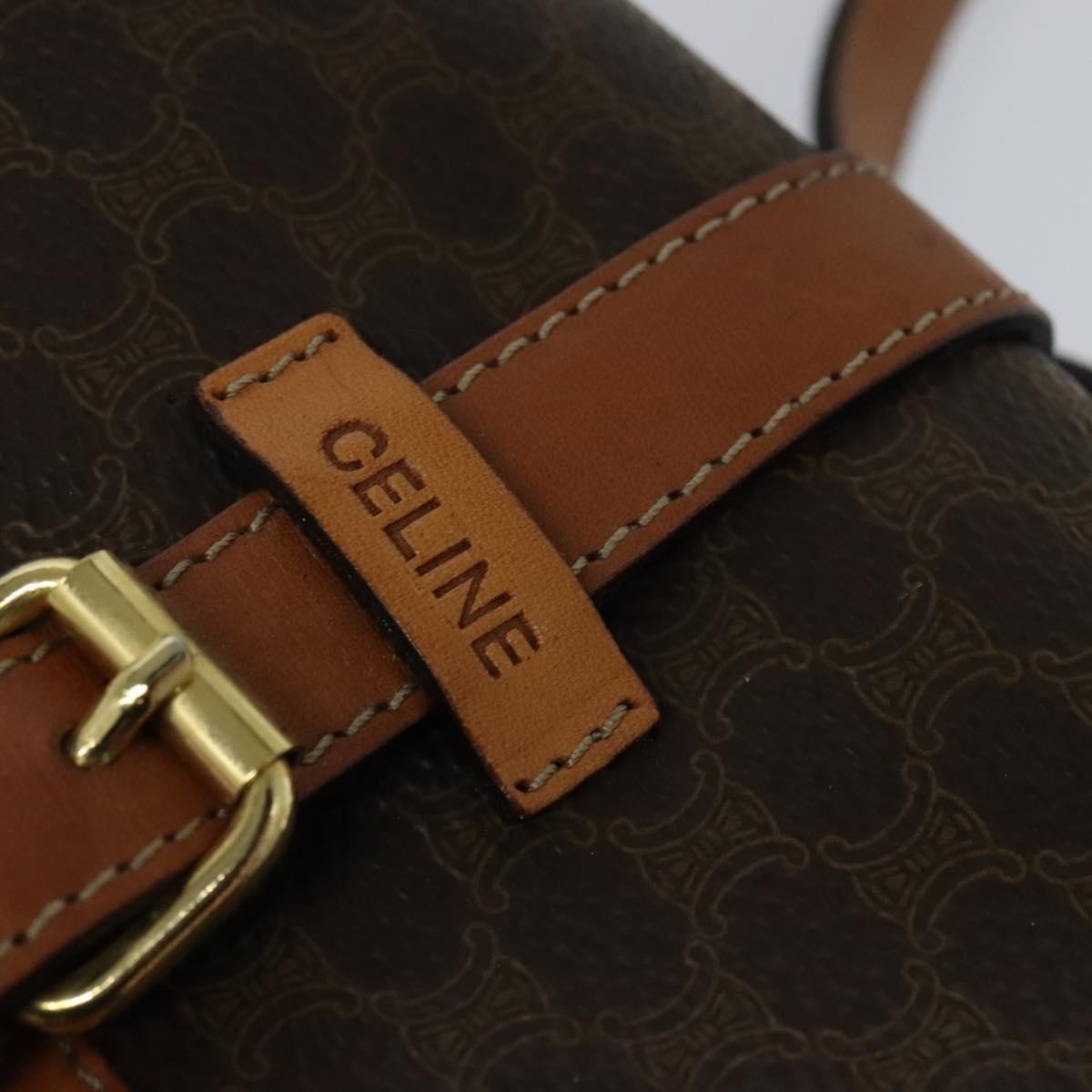 CELINE Macadam Canvas Shoulder Bag Pvc Brown Gold - 14