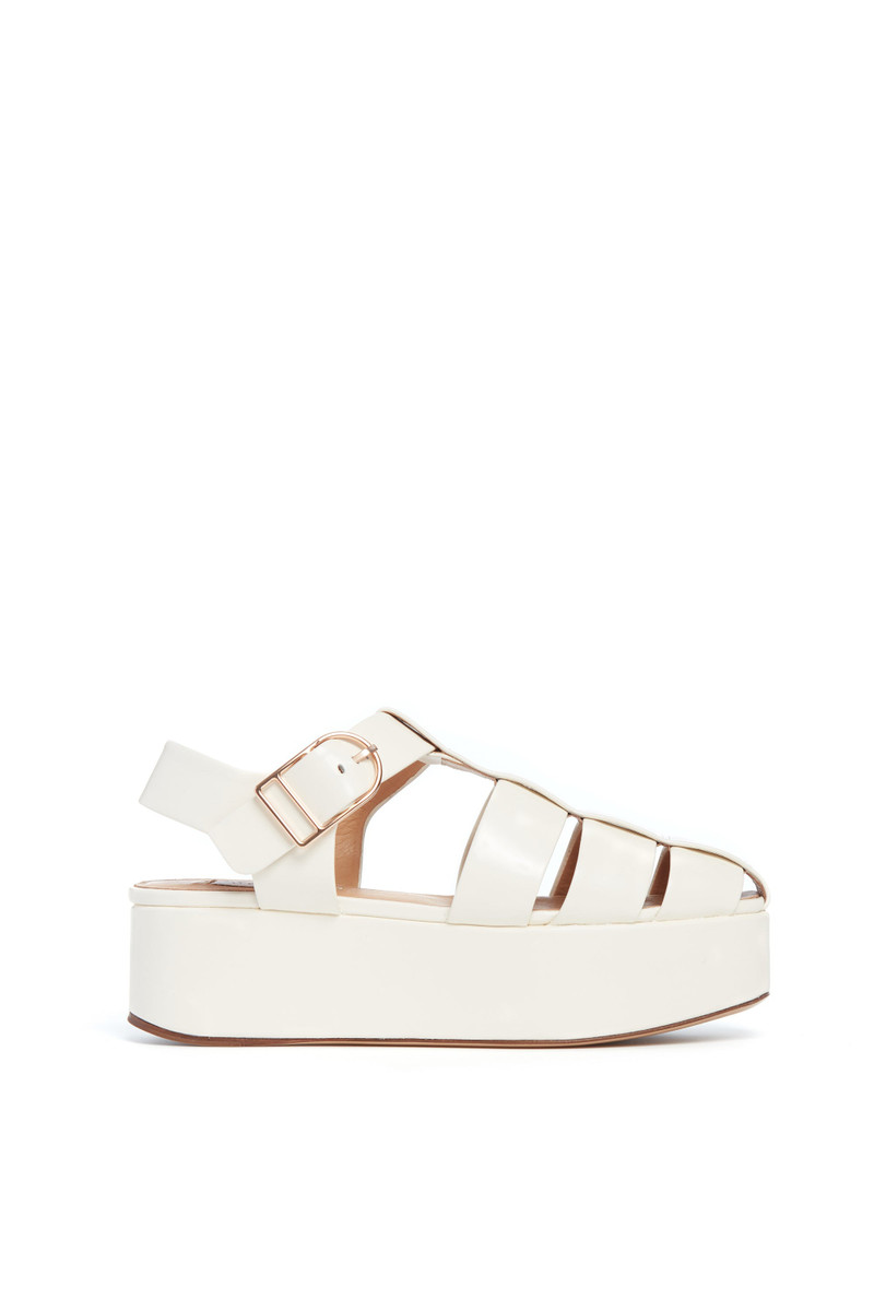 Mila Plateau Sandal in Cream Leather 1