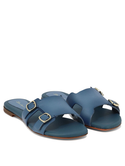 Santoni Double Buckle Sandals Light Blue outlook