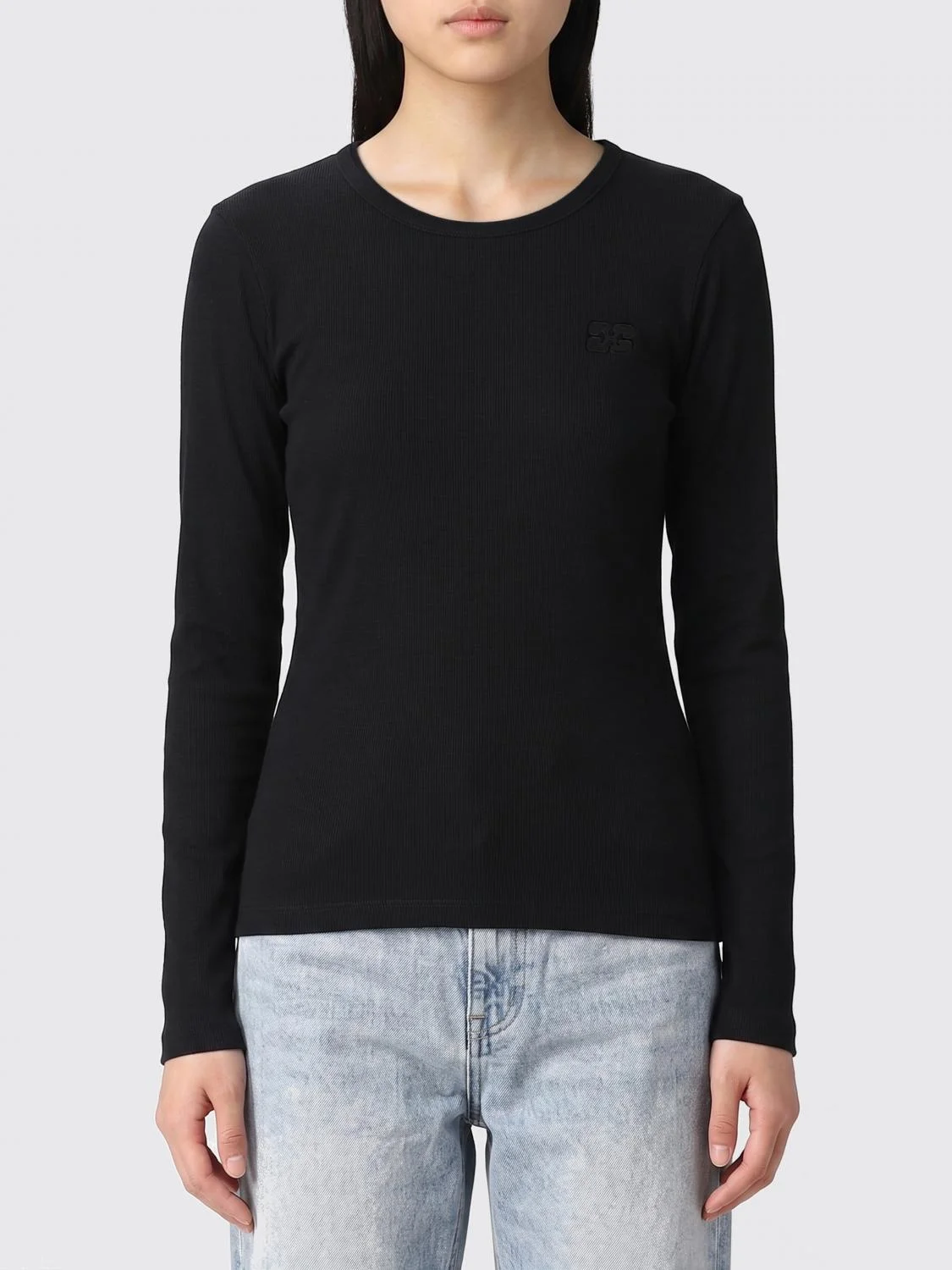 GANNI Cotton Crew Neck T-shirt - 1