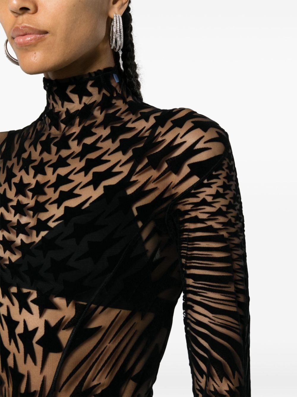star-print mesh bodysuit - 5