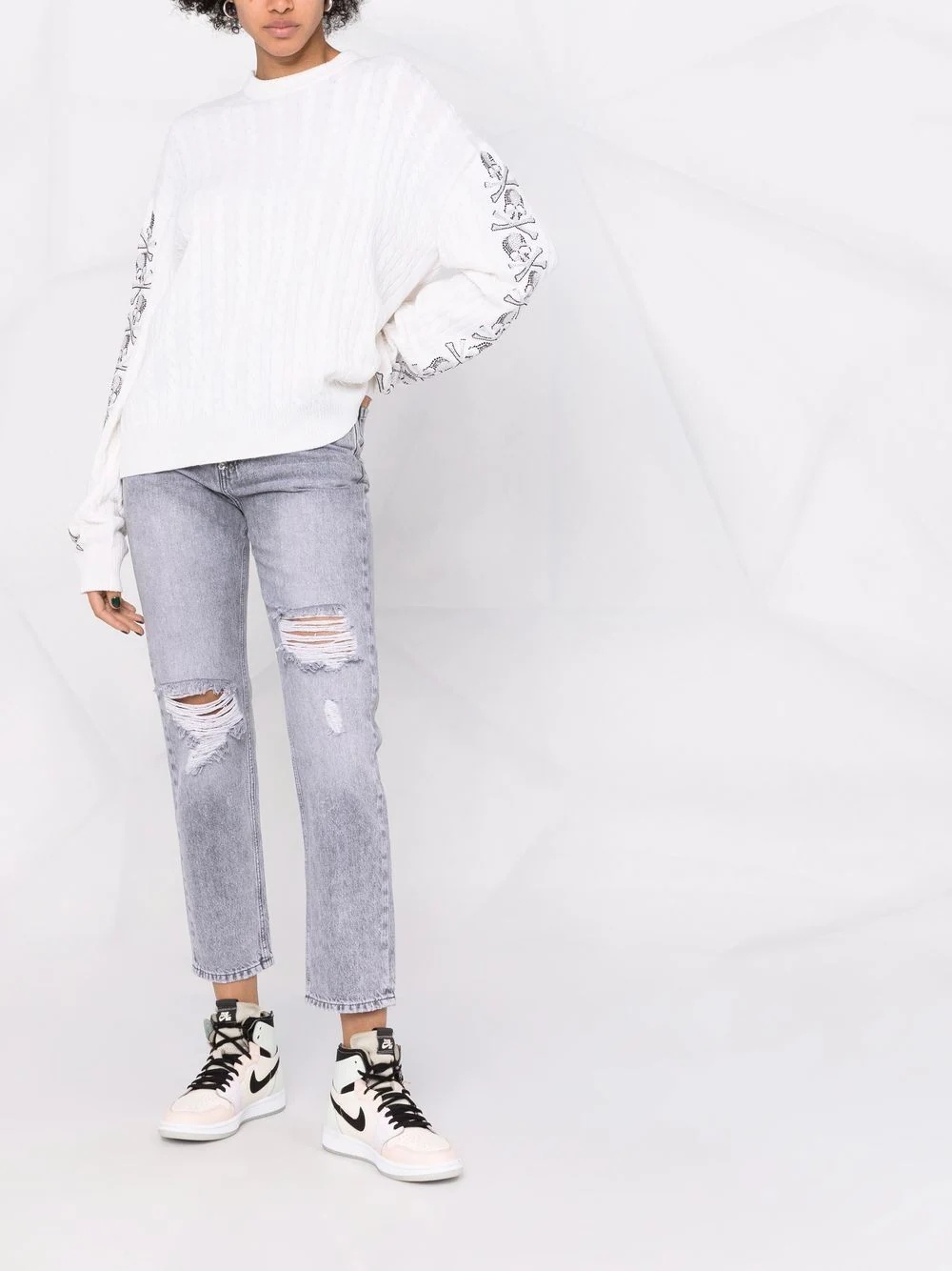 sequin skull pullover jumper - 2
