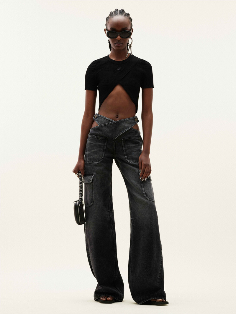 courrèges BAGGY CRISS CROSS DENIM TROUSERS outlook