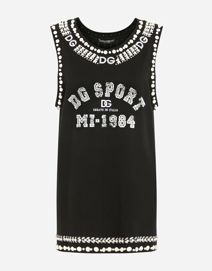 Jersey tank top with crystal details - 3