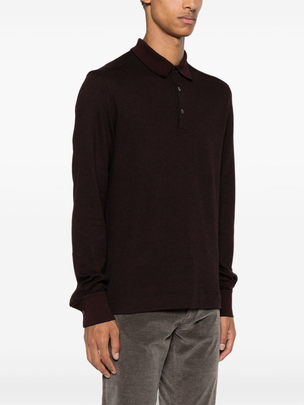 long-sleeve cotton polo shirt - 3