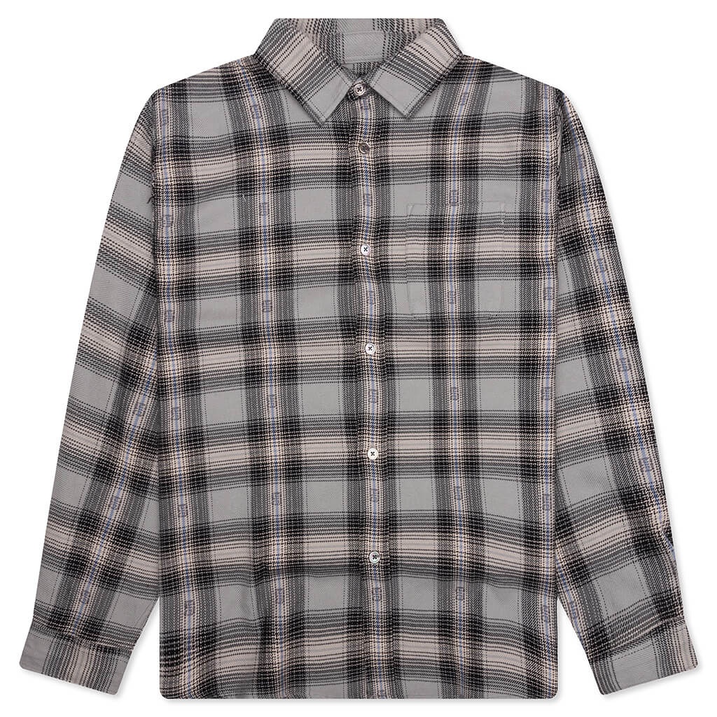 MOTIF PLAID SHIRT - GREY - 1
