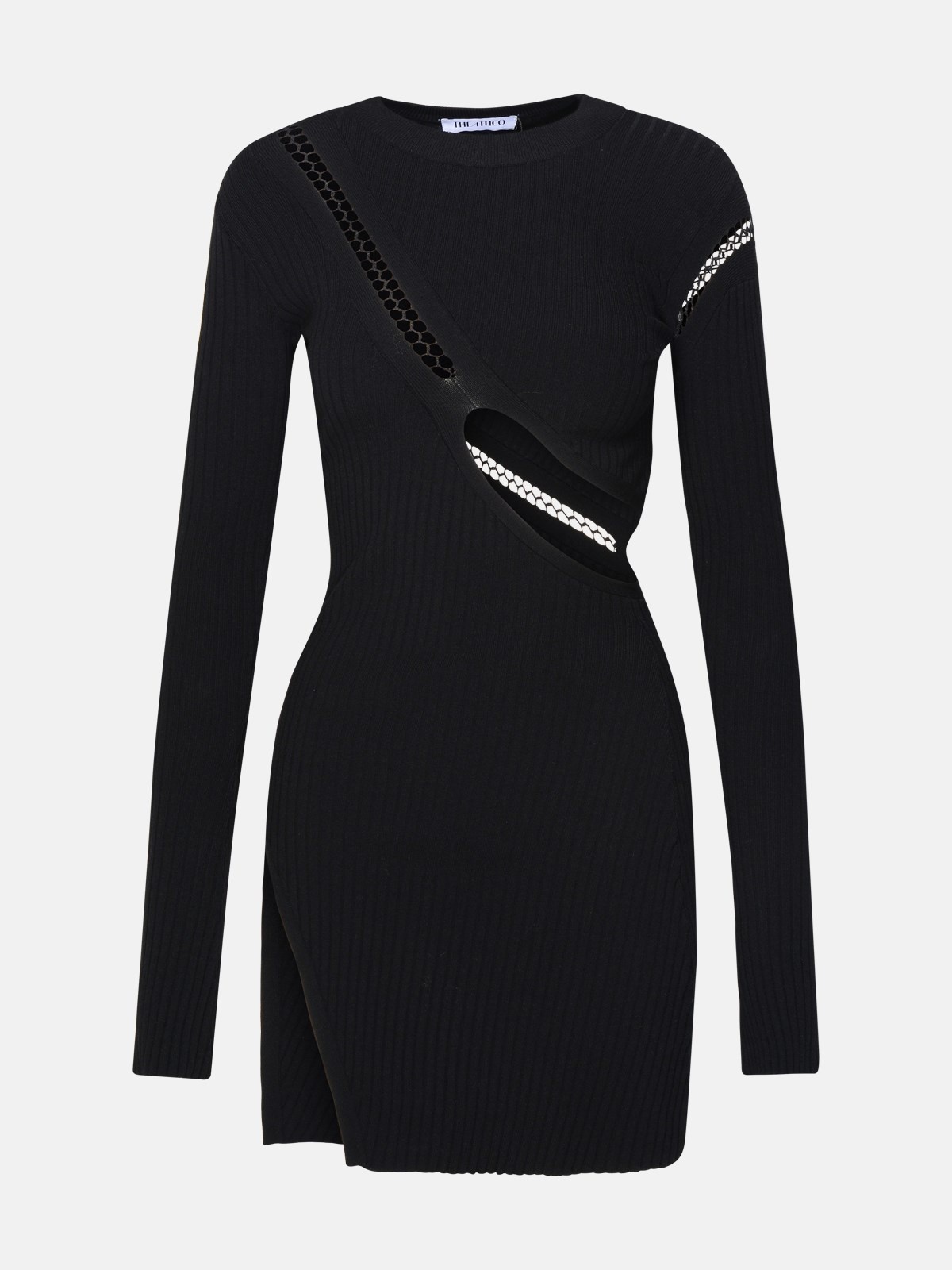 BLACK VISCOSE BLEND DRESS - 1