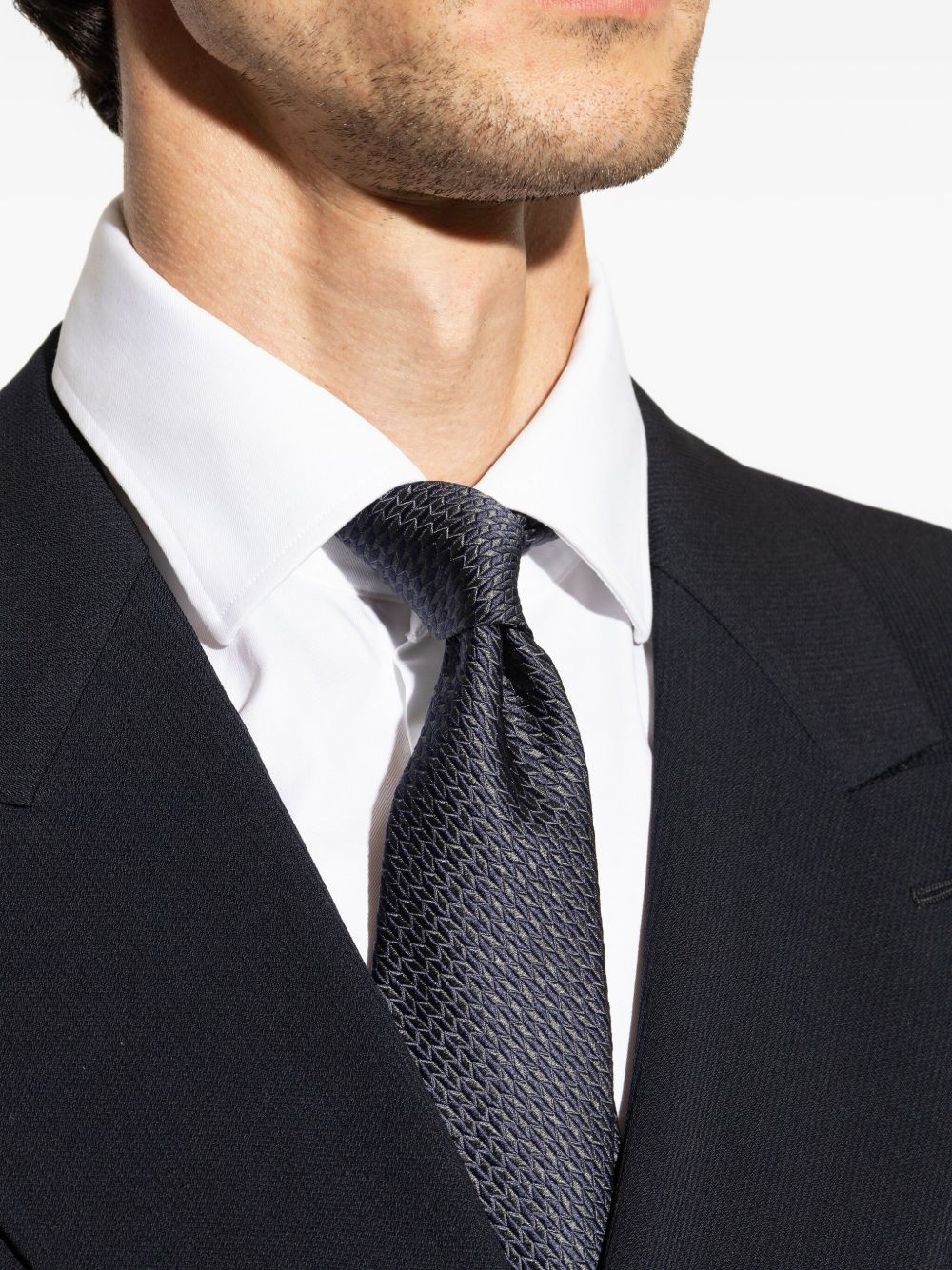 geometric-pattern silk tie - 4