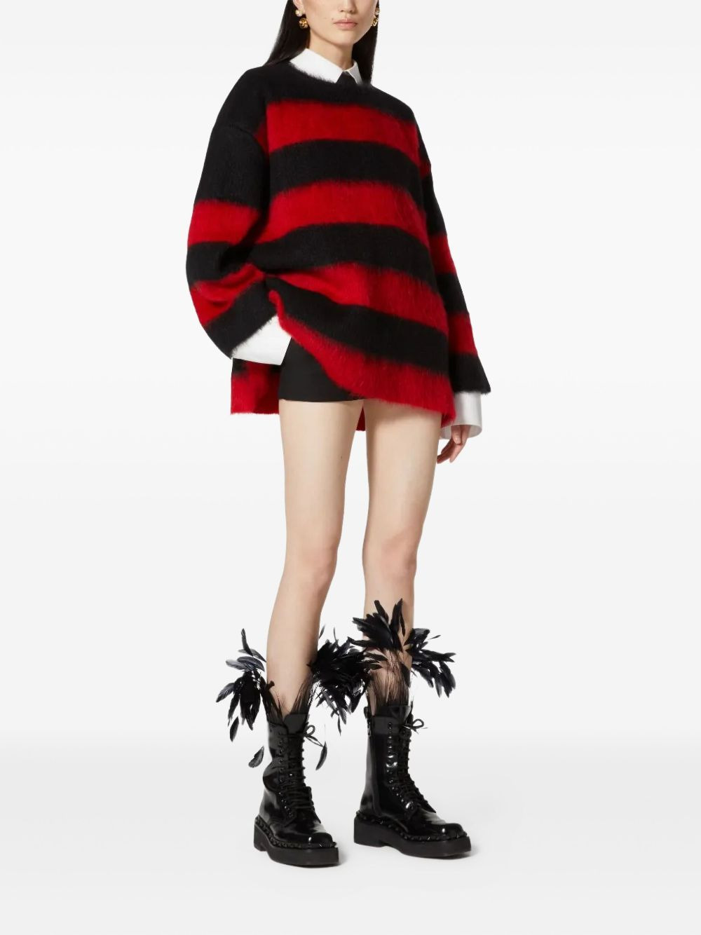 stripe-pattern mohair-blend jumper - 2