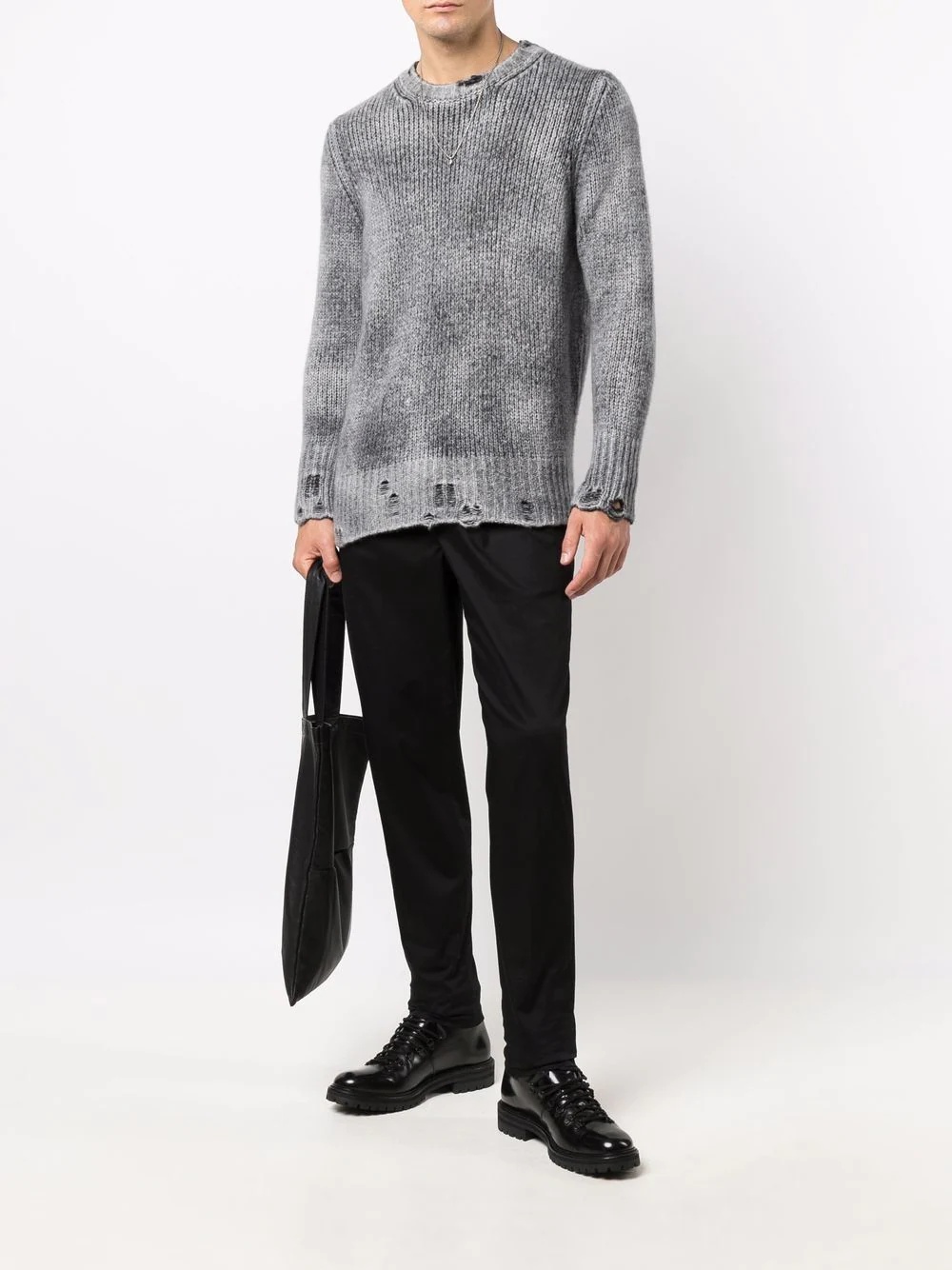 destroyed knitted crewneck sweater - 2