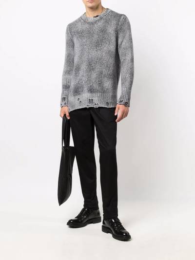 Avant Toi destroyed knitted crewneck sweater outlook