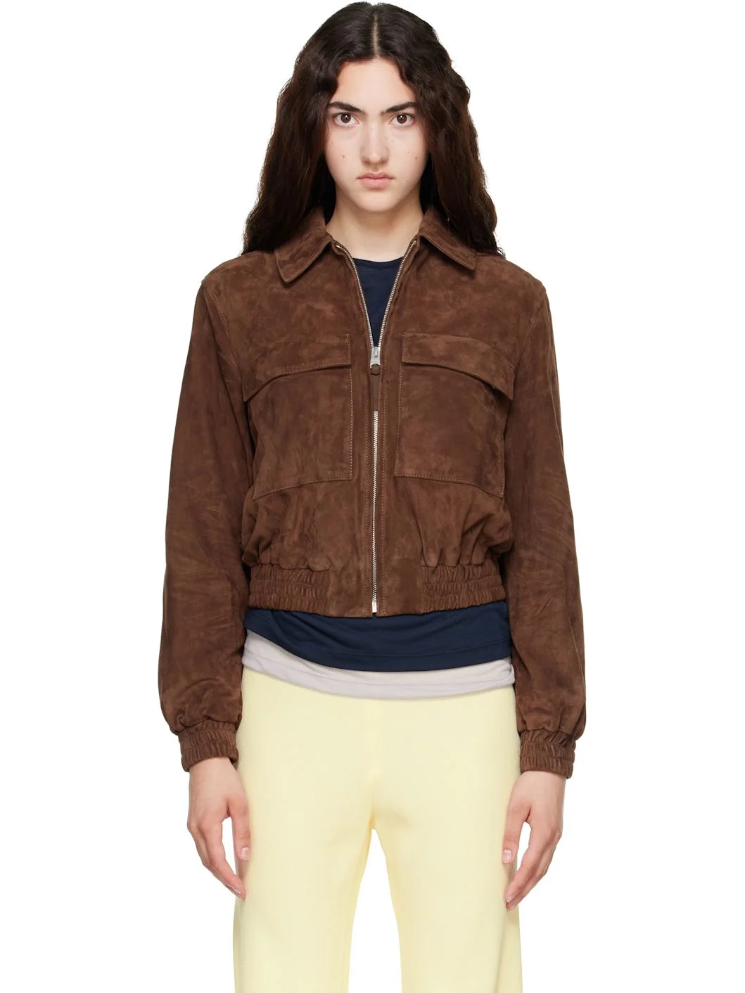 Brown Senka-SU Patch Pocket Suede Jacket - 1
