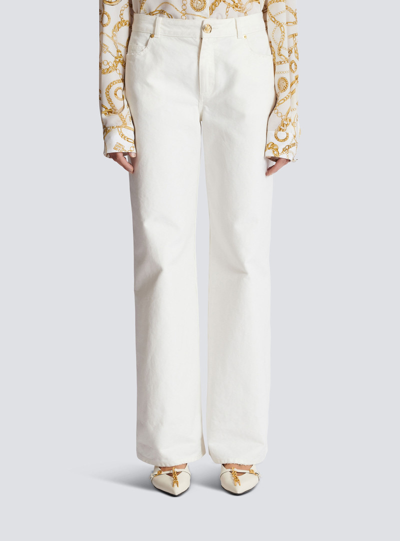 Plain denim straight-fit jeans 5