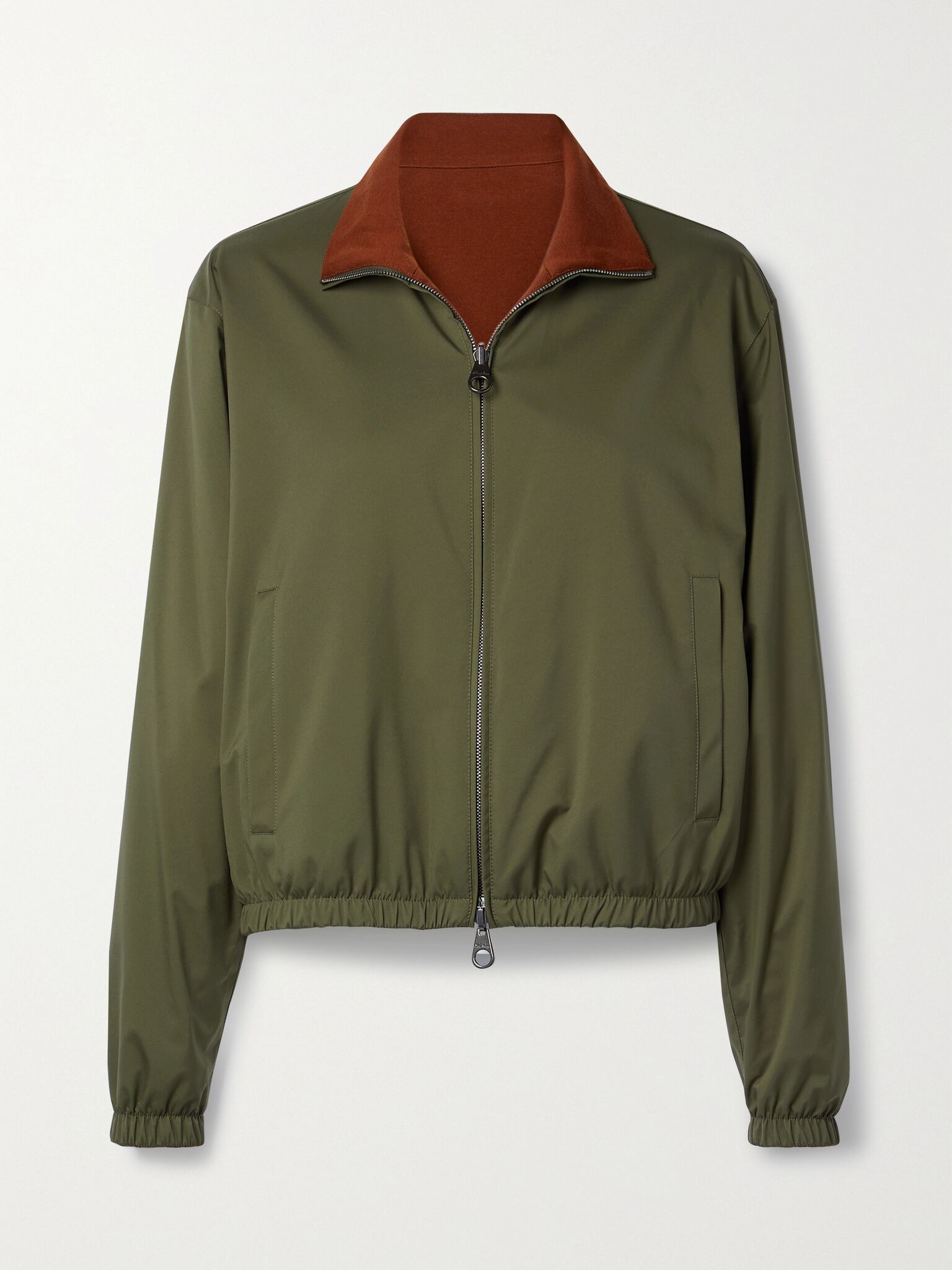 Reversible shell and cashmere bomber jacket Dark green - 1