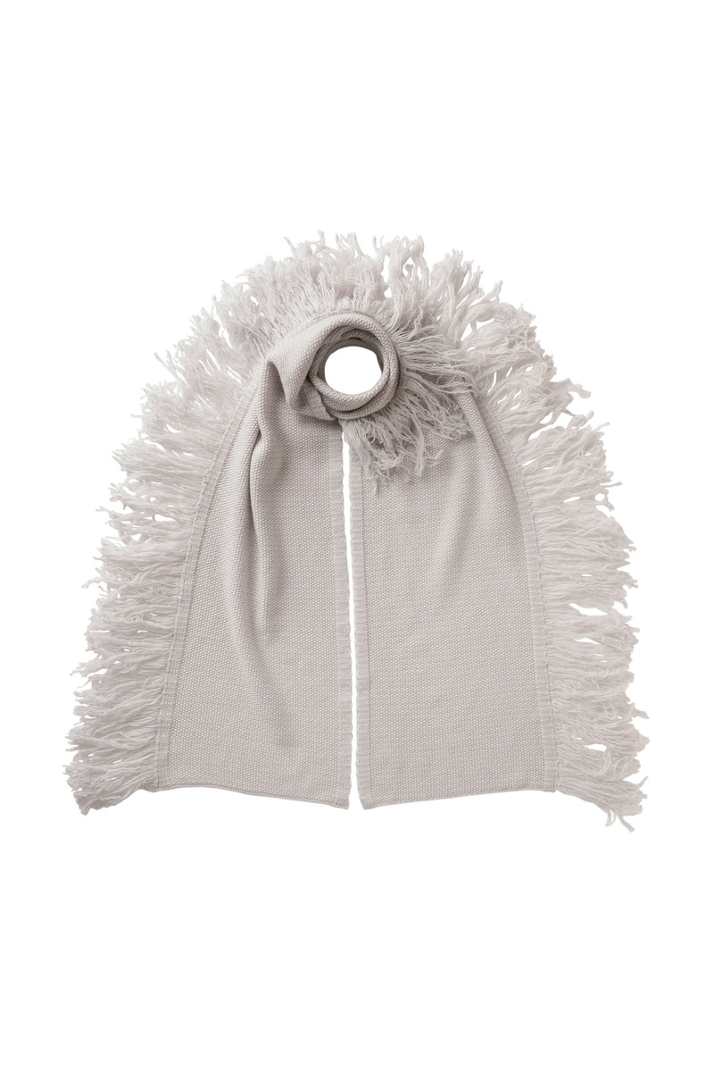Fringed Cashmere White Scarf 1