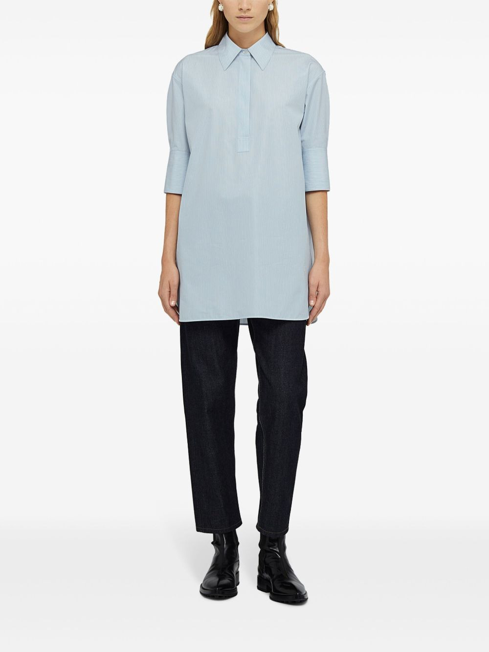 striped half-sleeve cotton shirt - 2