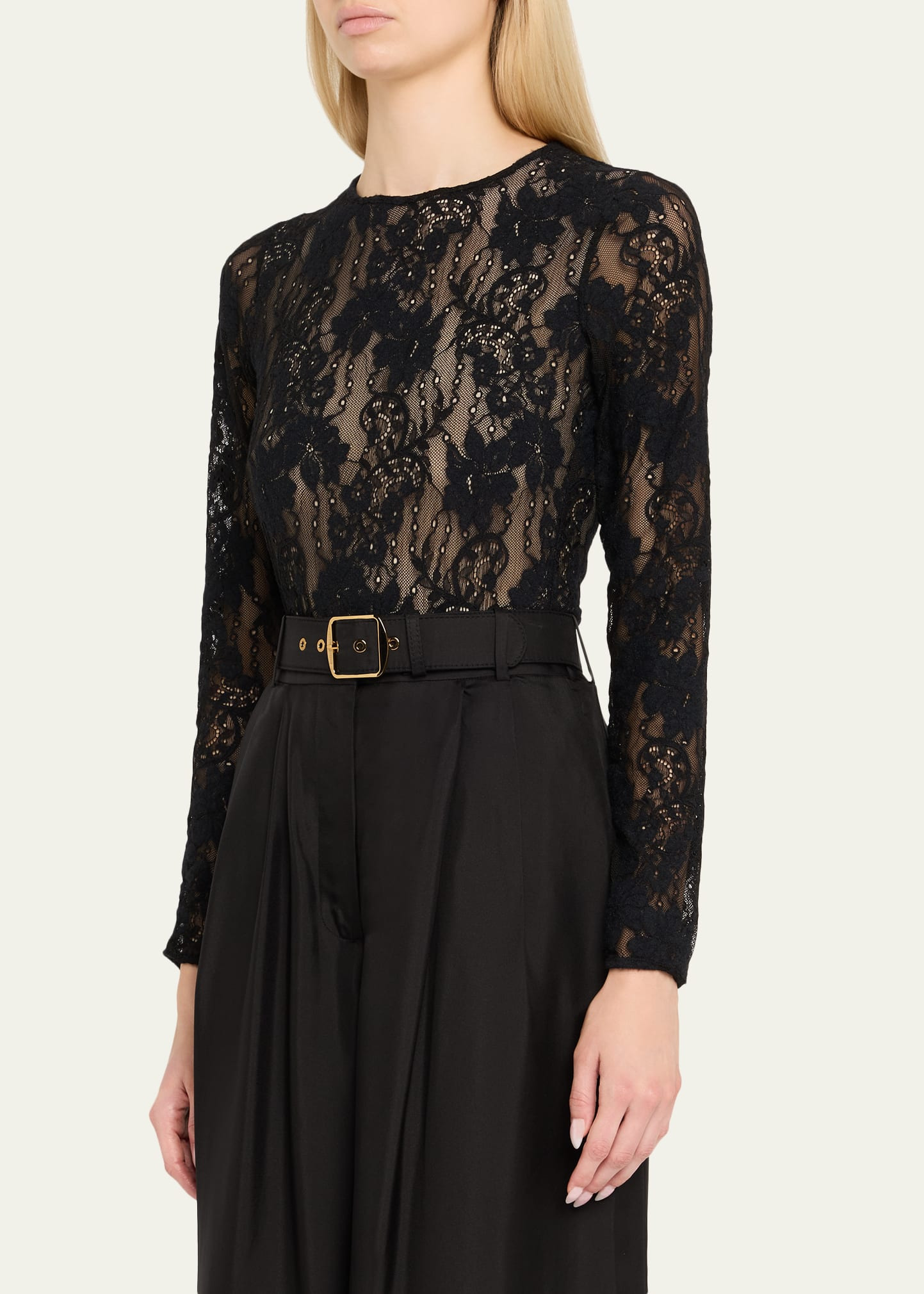 Long-Sleeve Lace Bodysuit - 4