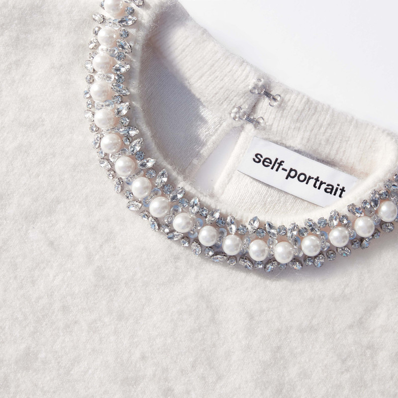 Cream Embellished Knit Top 5