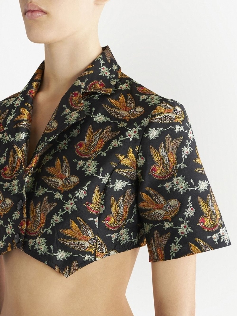 floral-print cropped shirt - 5