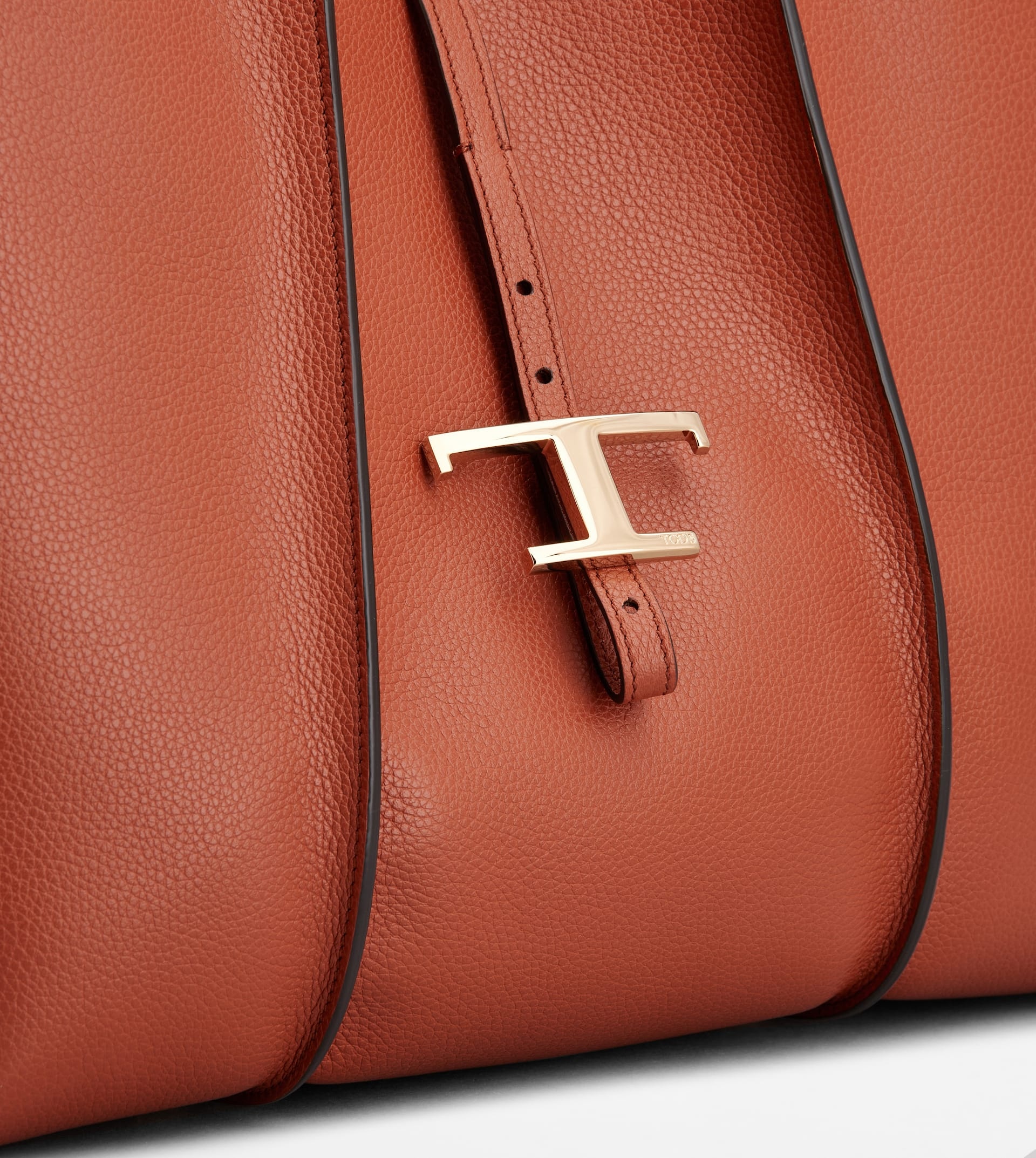 T TIMELESS SHOPPING BAG IN LEATHER MEDIUM - ORANGE - 5