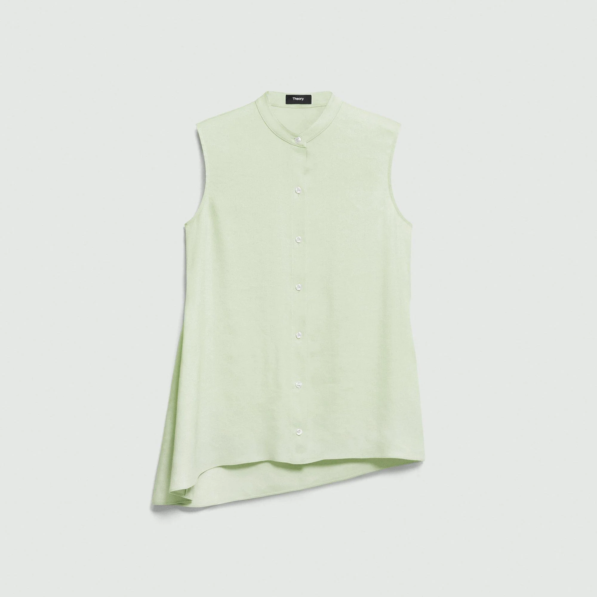 Sleeveless Asymmetrical Shirt in Linen-Viscose - 1