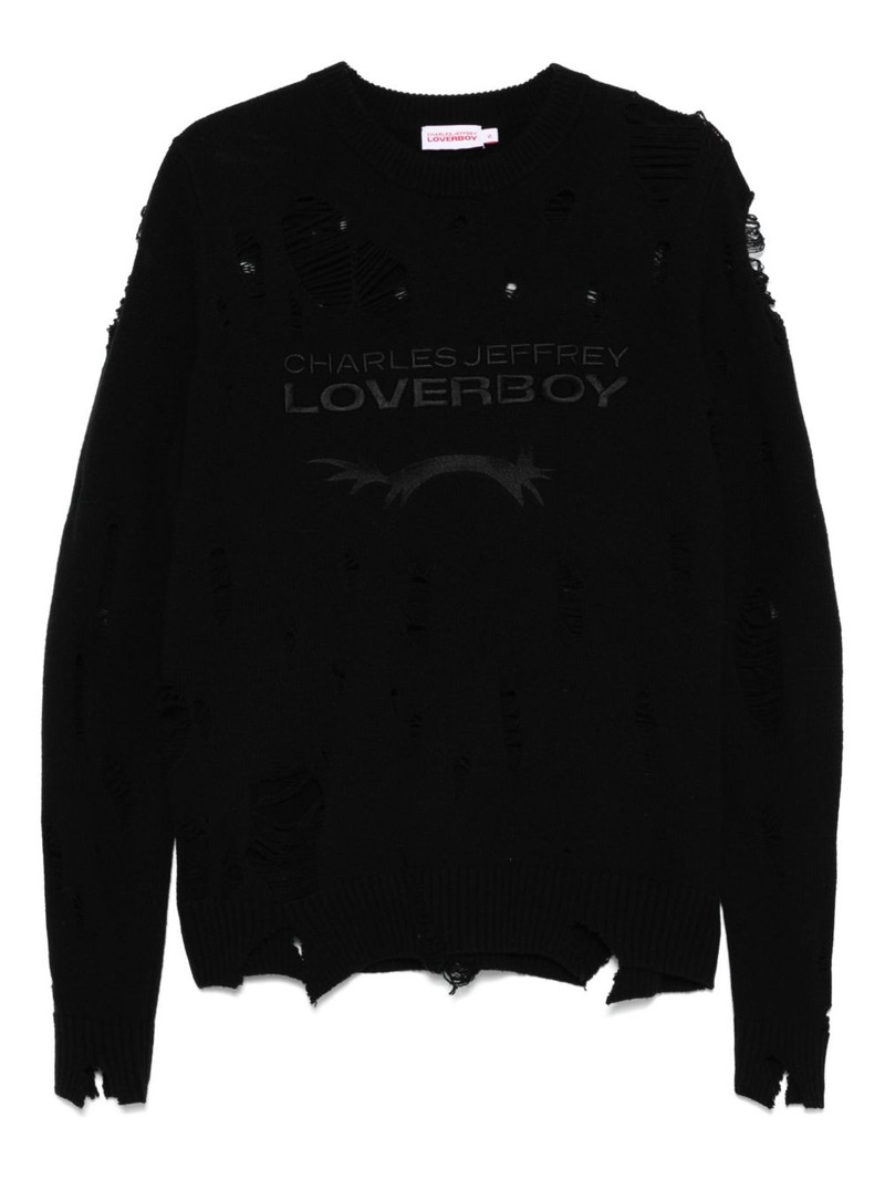 logo distressed sweater 1