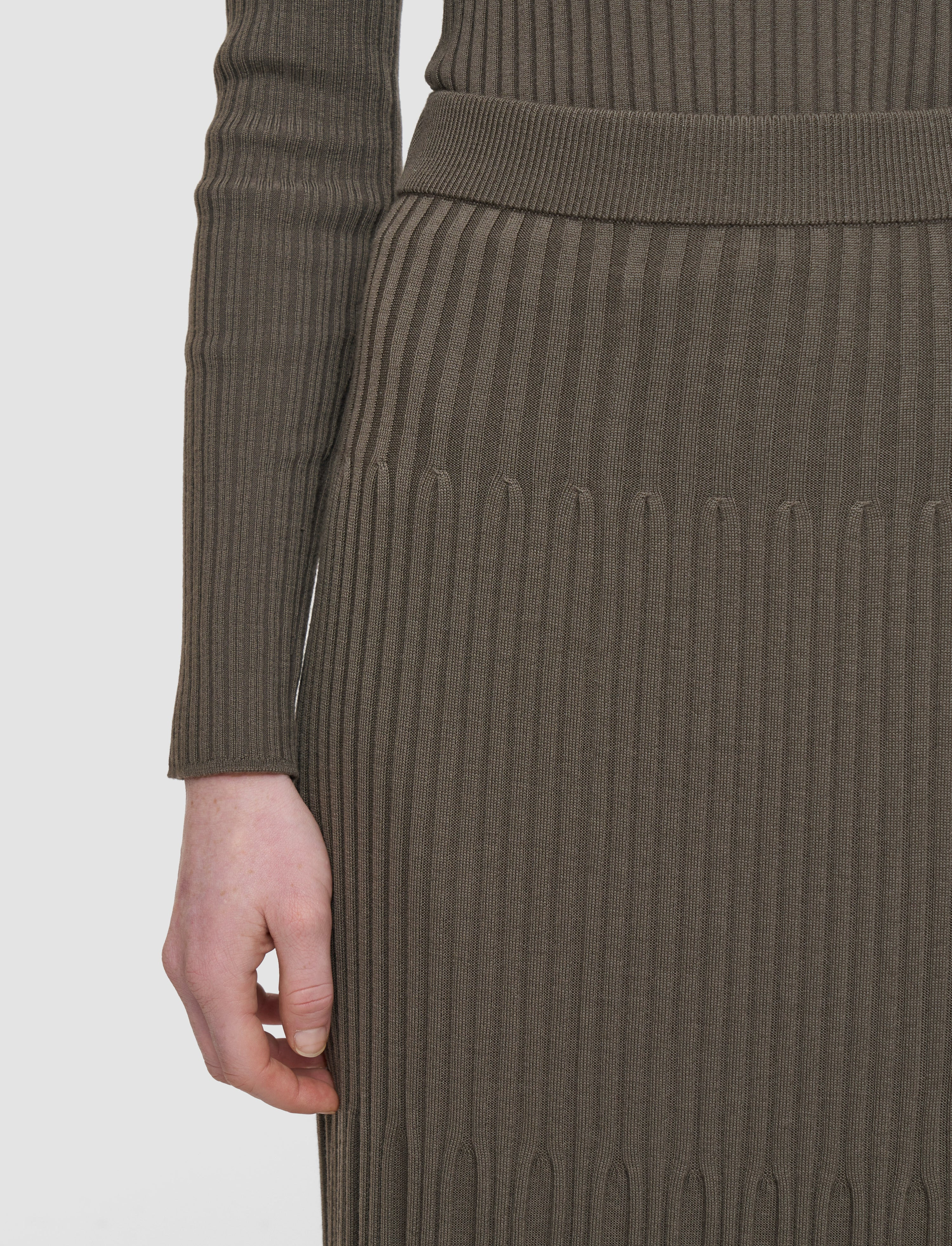 Merino Rib Knit Maxi Skirt - 4