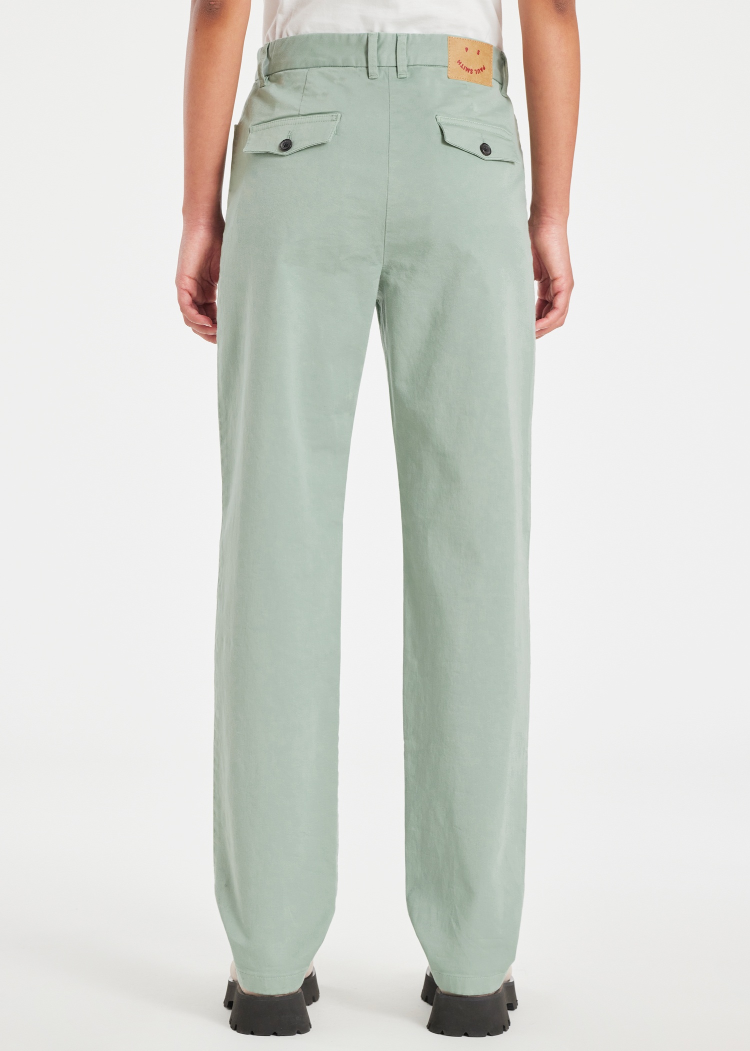 Women's Mint Green Stretch-Cotton Slim-Fit Chinos - 4