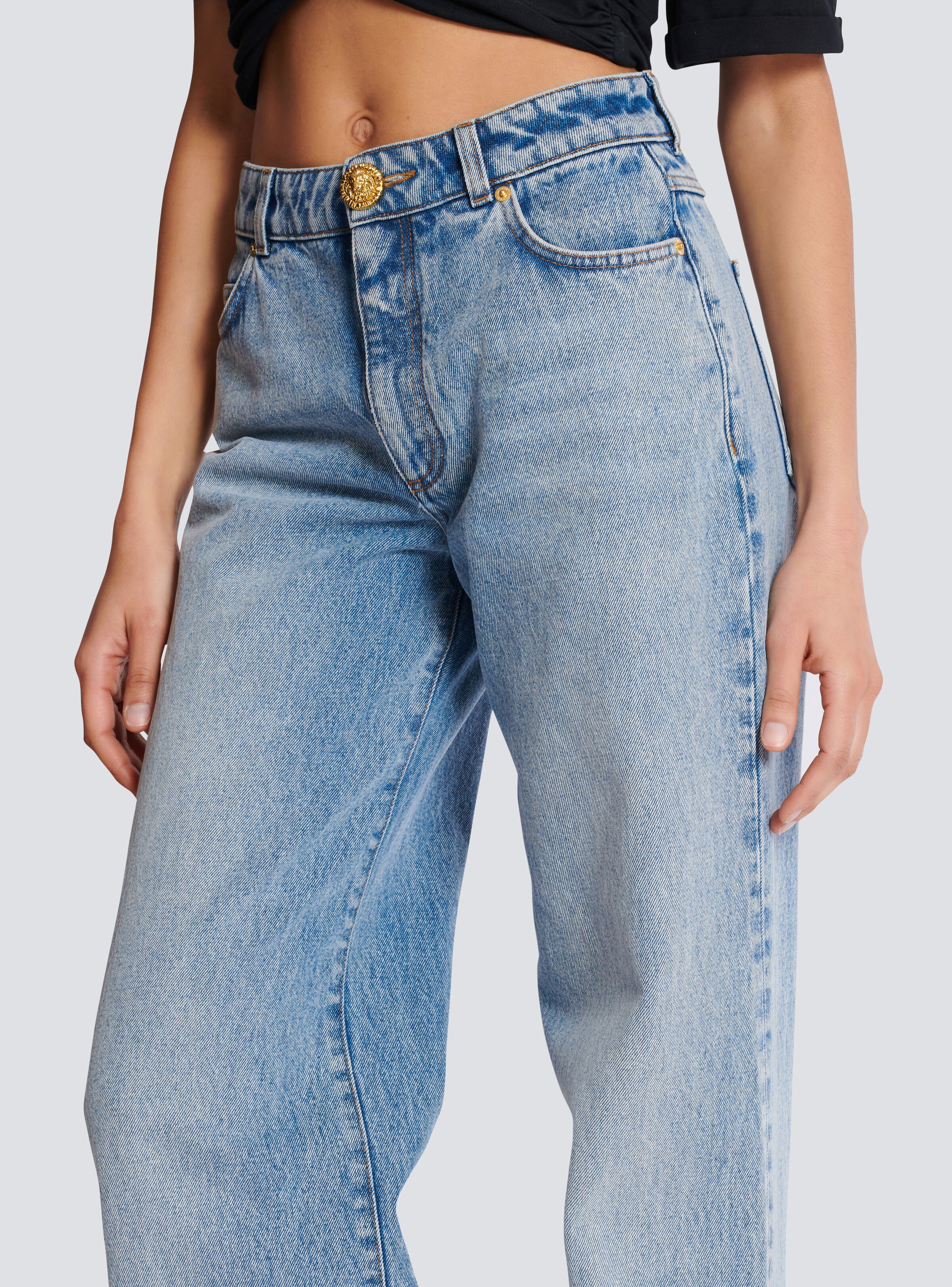 Straight-leg faded denim jeans - 7