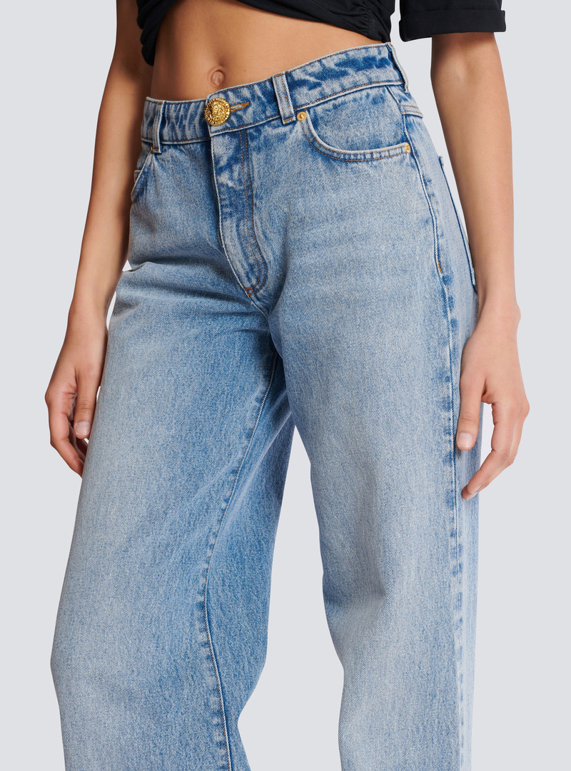 Straight-leg faded denim jeans 7