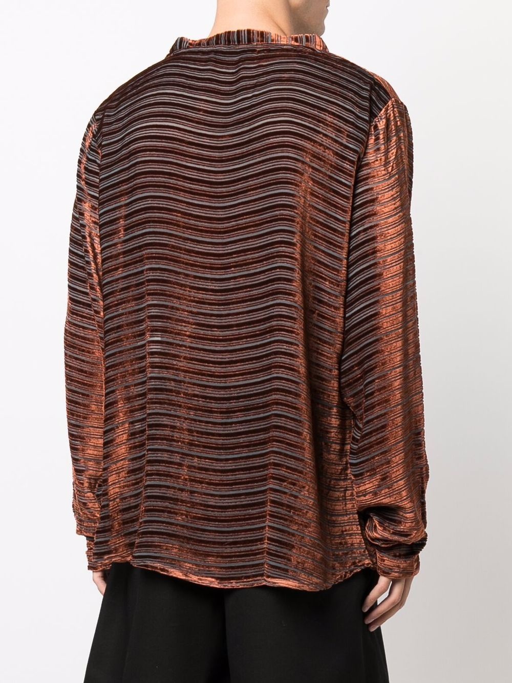 stripe-print velvet-effect T-Shirt - 4