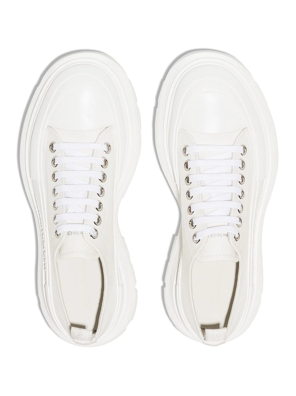 round-toe cotton sneakers - 4