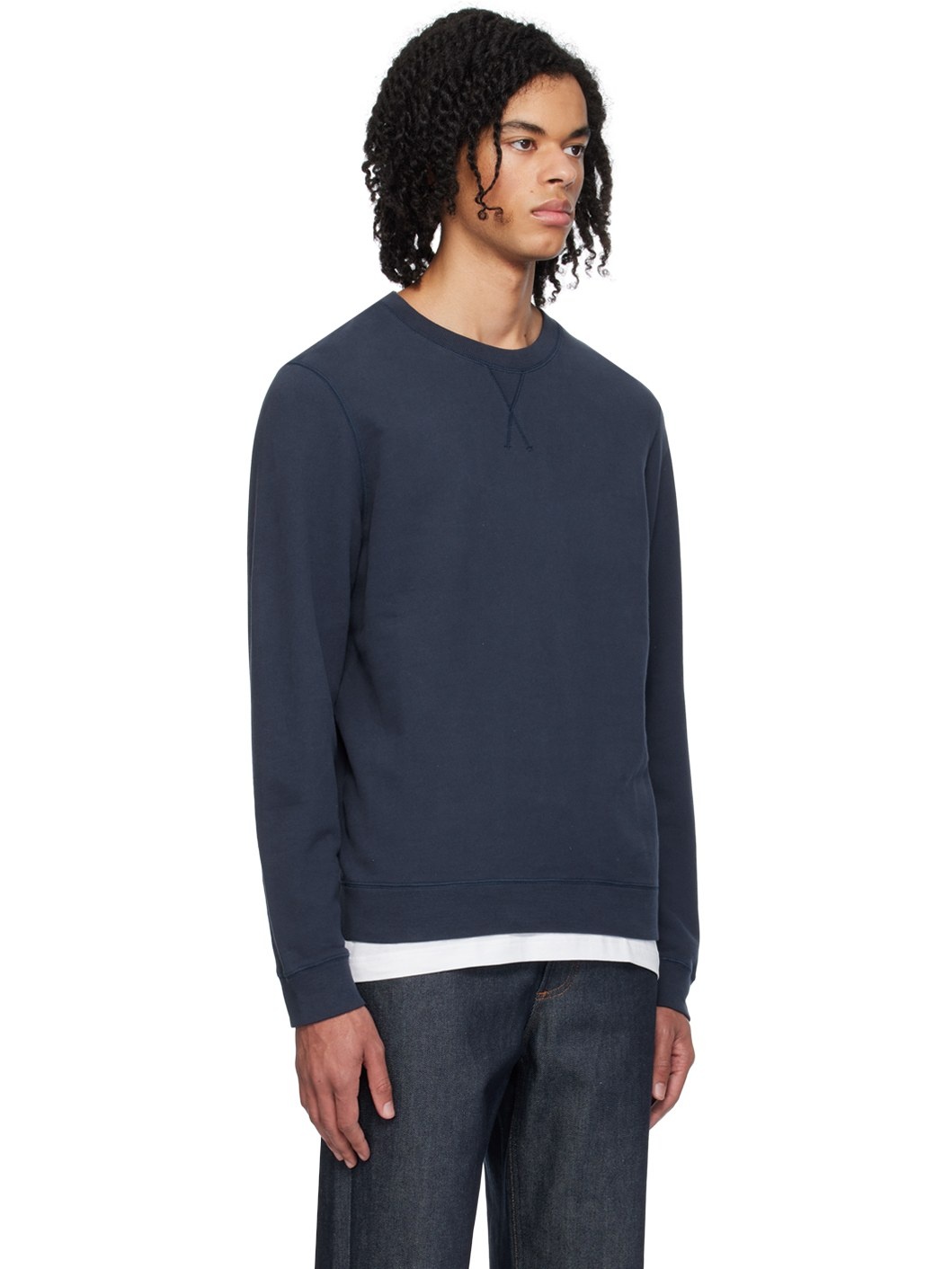 Navy V-Stitch Sweatshirt - 2