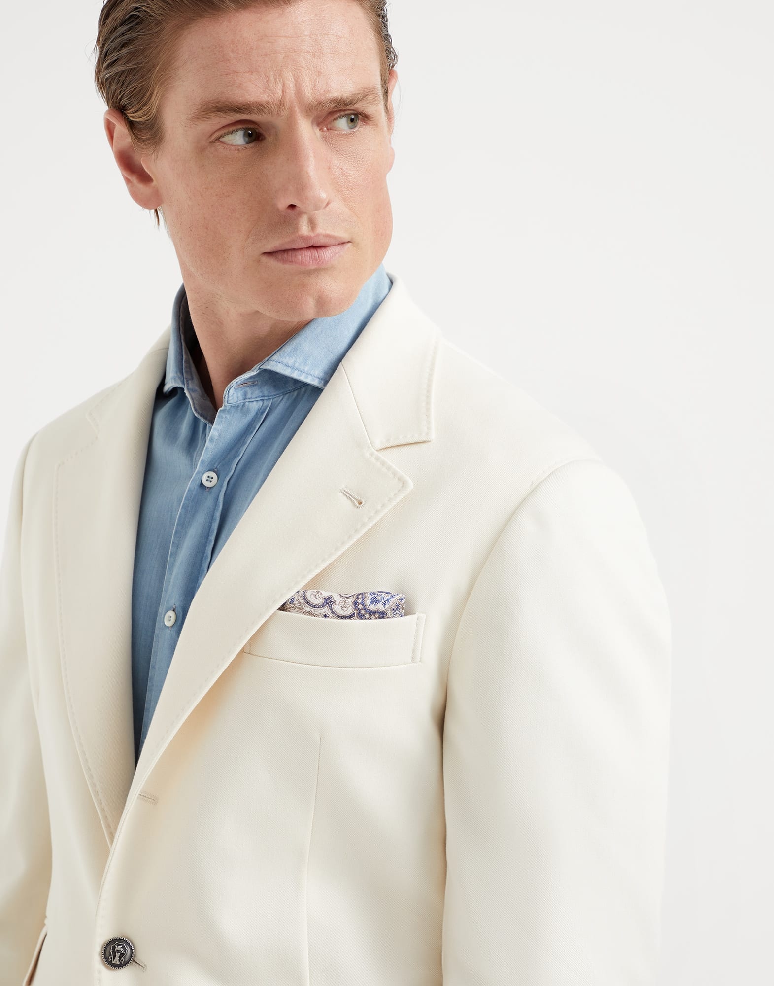 Double face silk pocket square with paisley design - 3